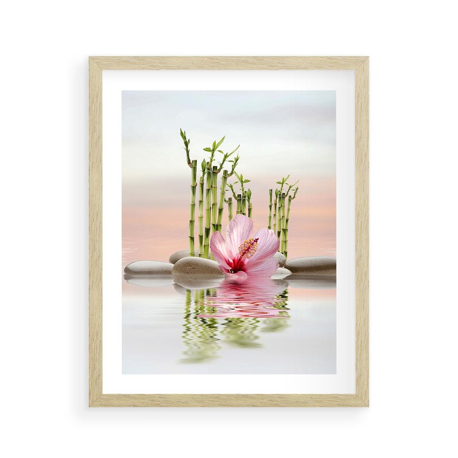 Plakat w ramie 40x50 - Harmonia i relaks - spa, bambus - rama drewno