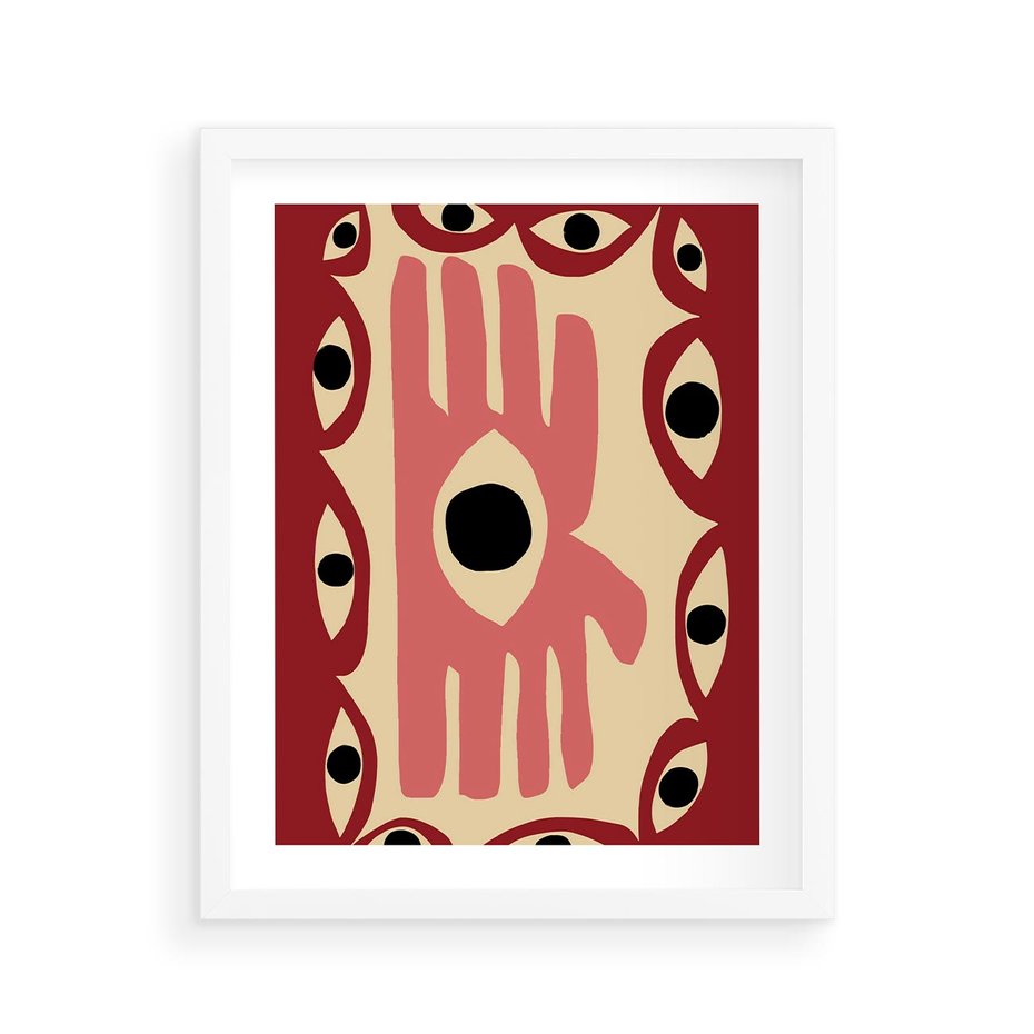 Plakat w ramie 40x50 - Migotliwe Kształty - abstrakcyjny obraz, boho styl - rama biała