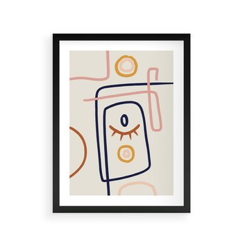 Plakat w ramie 40x50 - Manifestacje Dziwności - abstrakcja w stylu picasso, beżowe tło - rama czarna