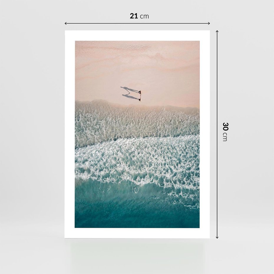 Plakat bez ramy 21x30 - Turkusowe Uroki - niebieskie turkusowe morze, plaża