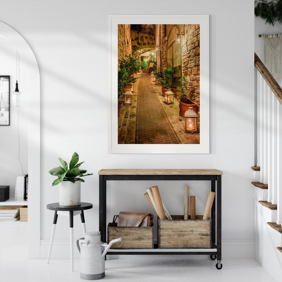 Plakat bez ramy 30x40 - Perspektywa Uliczki Miejskiej - uliczka, perspektywa