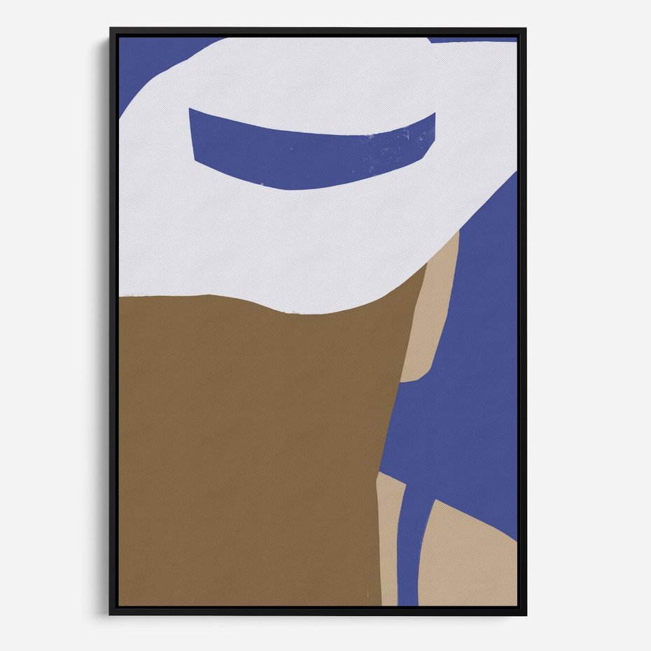 Obraz w ramie 70x100 - Kobiecy Wiatr - plakat retro, kobieta w kapeluszu - rama czarna