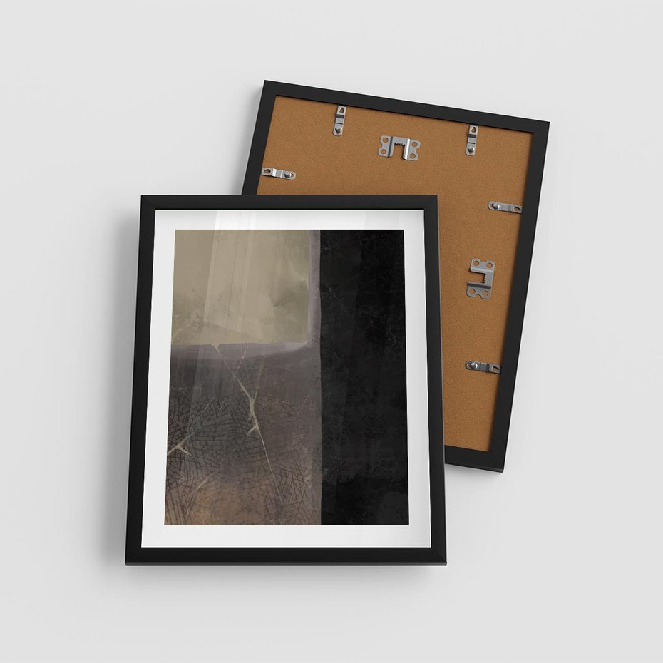 Plakat w ramie 40x50 - Kształty Urywane - mroczny plakat, nowoczesne wnętrza - rama czarna