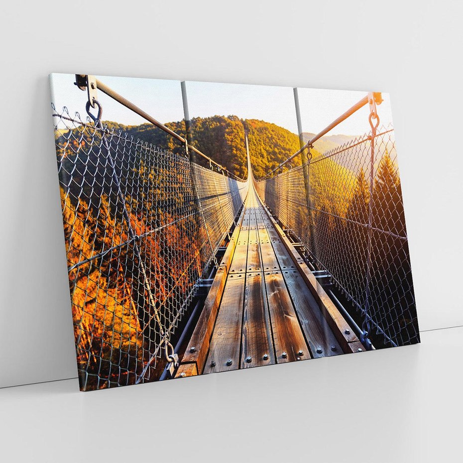 Obraz na płótnie 120x80 - Drewniany most w górach - most, drewniany