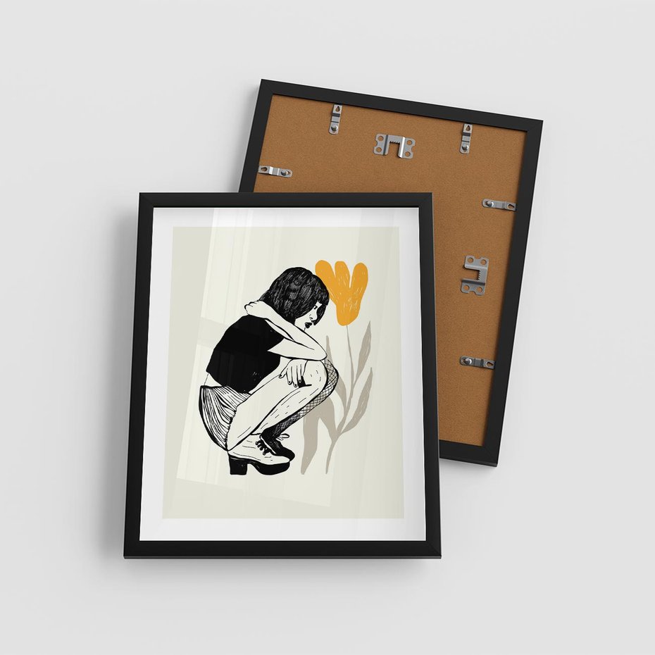 Plakat w ramie 40x50 - Kobiecy Plakat - prosta grafika, kobieta - rama czarna