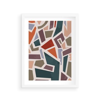 Plakat w ramie 40x50 - Modernistyczna Transcendencja - geometryczne kształty, mozaika - rama biała