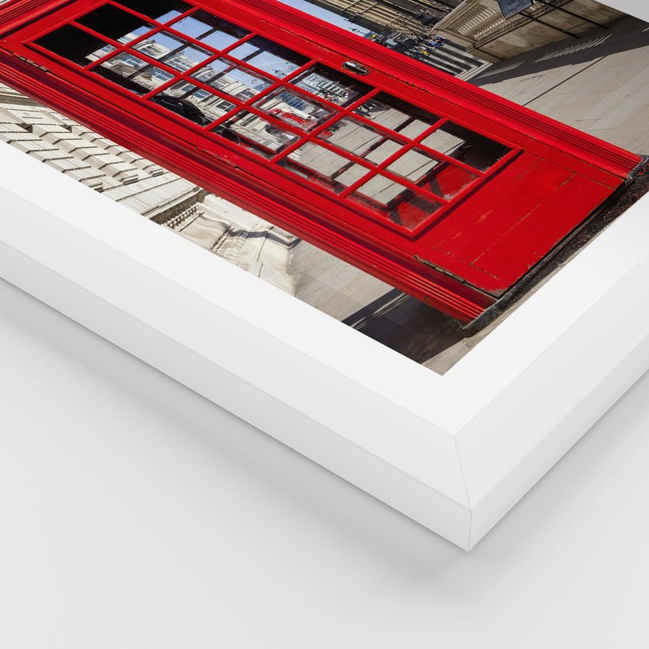 Plakat w ramie 30x40 - Ikoniczna budka telefoniczna w Londynie - budka, telefoniczna - rama biała