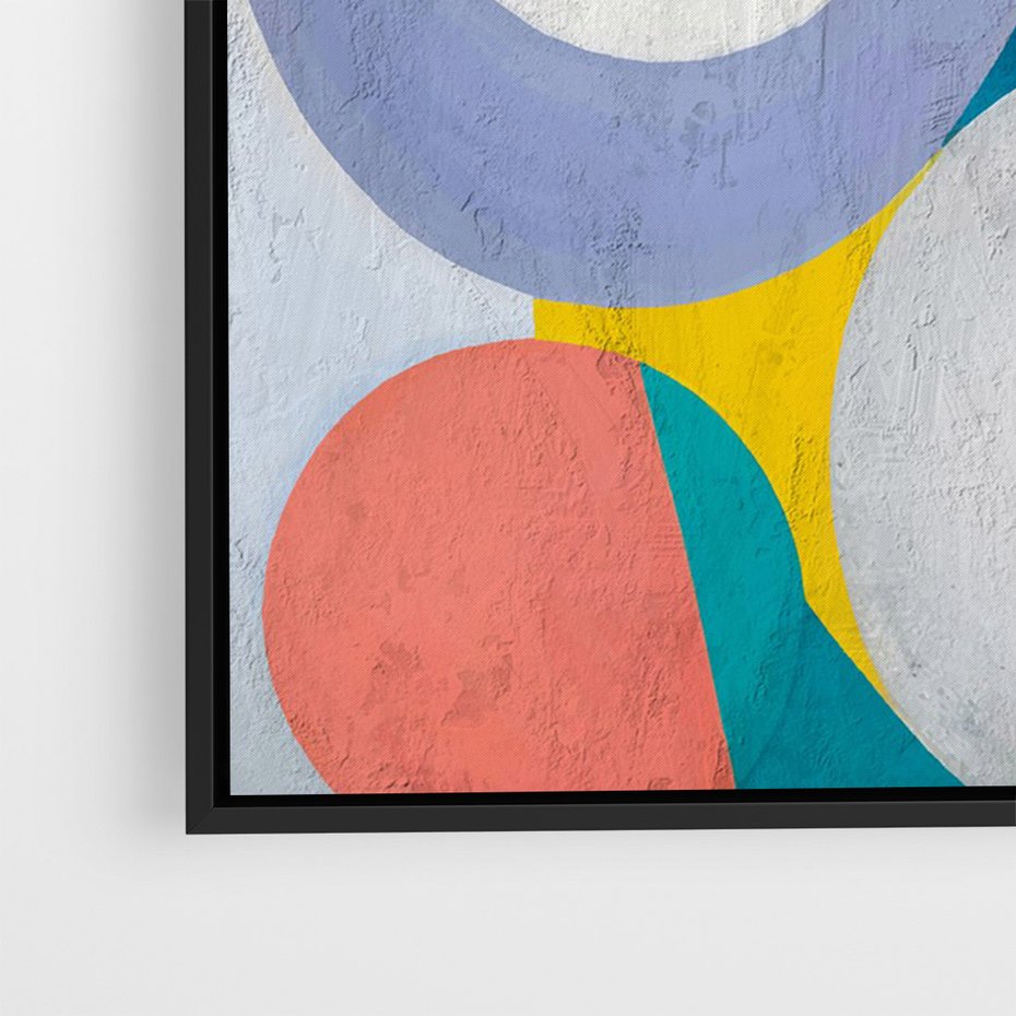 Obraz w ramie 50x70 - Rozkwitająca Symfonia Serca - abstrakcyjne geometryczne kształty, olejny obraz - rama czarna