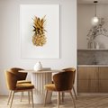 Plakat w ramie 40x50 - Ekskluzywny Akcent - złoty, ananas - rama biała