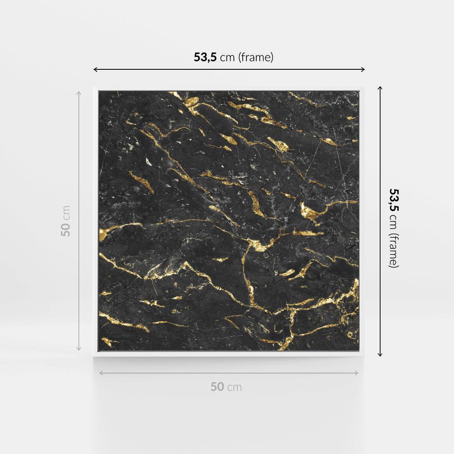 Obraz w ramie 50x50 - Egzotyczny Blask - marmur, złoto - rama biała