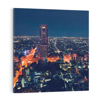 Obraz na płótnie 70x70 - światła i tradycja - Japonia, Tokio
