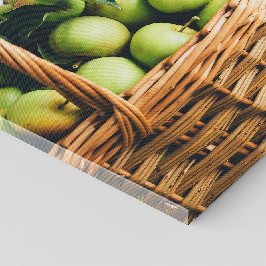 Obraz na płótnie 140x70 - Koszyk Jabłek - Świeżo Zbierane - koszyk, jabłka