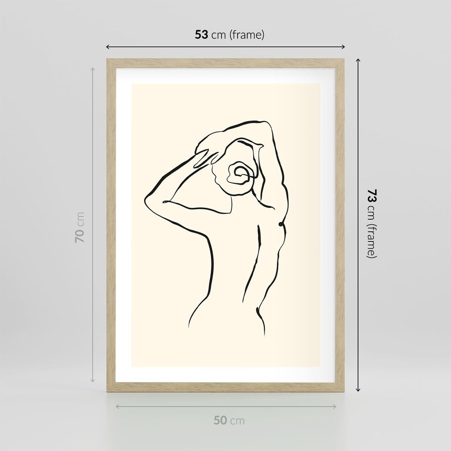Plakat w ramie 50x70 - Tajemniczy Rytm - kobieta, posąg - rama drewno