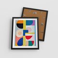 Plakat w ramie 40x50 - Harmonia Kolorowych Impulsów - abstrakcyjne geometryczne kształty, olejny obraz - rama czarna