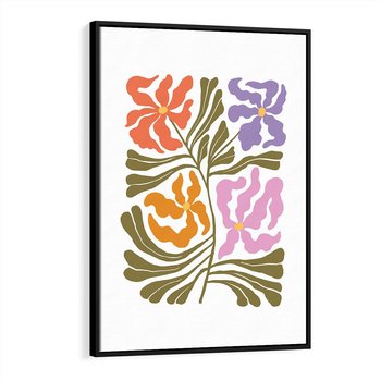 Obraz w ramie 50x70 - Rozplątane Wizje - abstrakcyjne kolorowe kwiaty, minimlizm - rama czarna