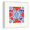 Obraz w ramie 50x50 - Tajemnicza Droga - nowoczesna kwiatowa kompozycja, czerwony i niebieski - rama biała