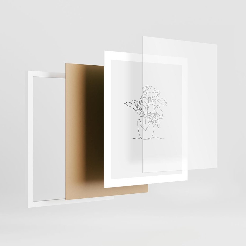 Plakat w ramie 40x50 - Rozkwitające Formy - szkic, minimalizm - rama biała