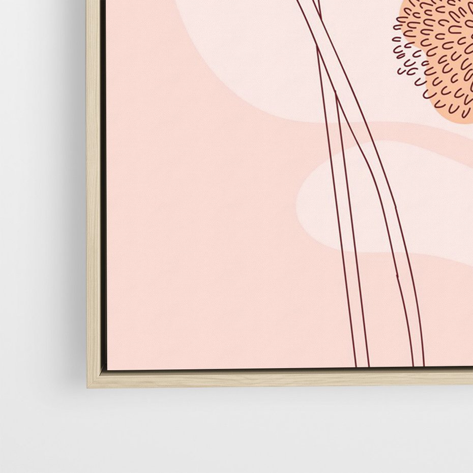 Obraz w ramie 70x100 - Rozkwitające Emocje - minimalistyczny plakat, pudrowe kwiaty - rama drewno