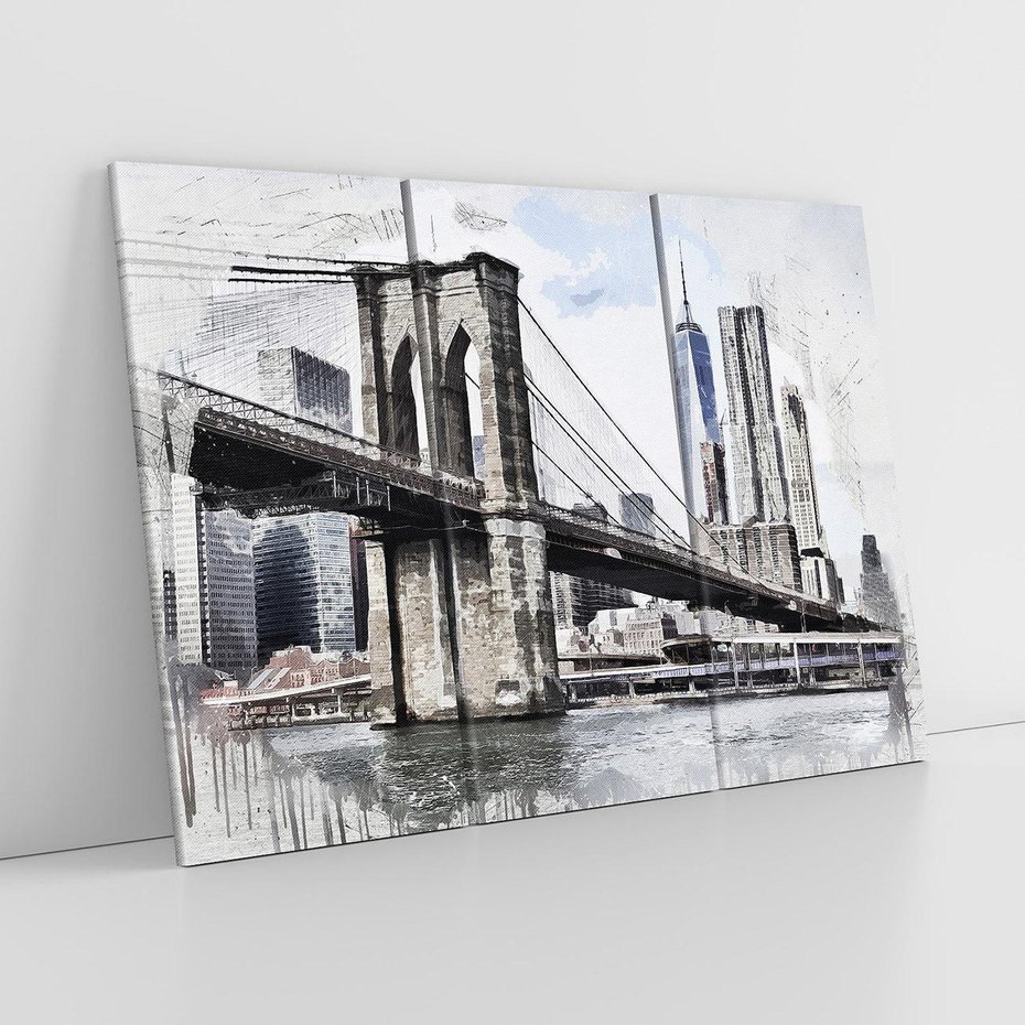 Obraz na płótnie 120x80 - Sztuka mostu w Nowym Jorku - sztuka, most
