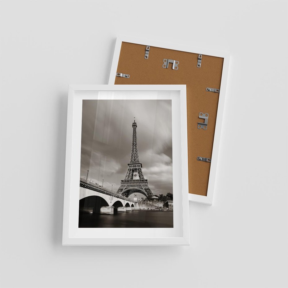 Plakat w ramie 30x40 - Mgiełka Eiffla - Paryż, Eiffla - rama biała