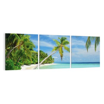 Obraz na płótnie 90x30 - Raj na Malediwach: plaża, morze i palmy - Malediwy, plaża