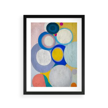 Plakat w ramie 50x70 - Rozkwitająca Symfonia Serca - abstrakcyjne geometryczne kształty, olejny obraz - rama czarna