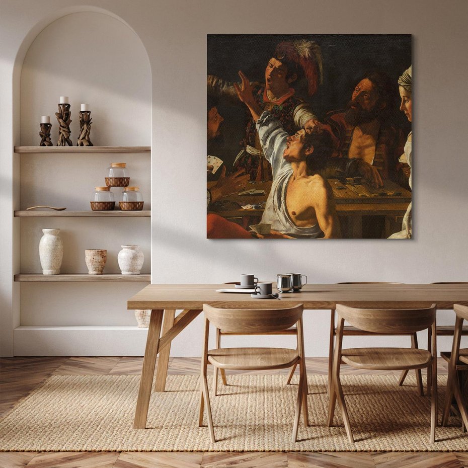 Obraz na płótnie 80x80 - Card and Backgammon Players (ok. 1595), Caravaggio - reprodukcja, obraz na płótnie