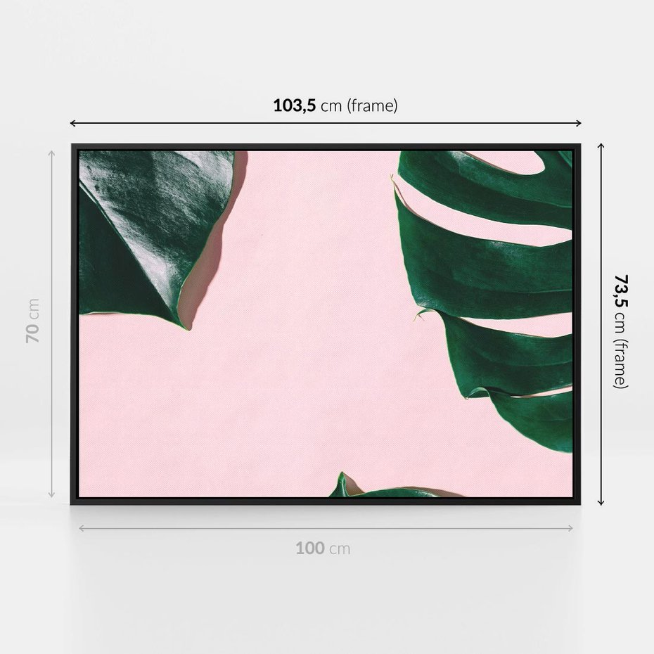 Obraz w ramie 100x70 - Siła Natury - liście, monstera - rama czarna