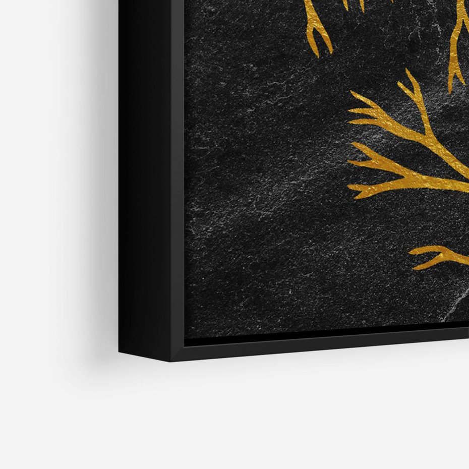 Obraz w ramie 100x70 - Marmurowe Drzewa Snu - złote gałęzie, drzewa - rama czarna