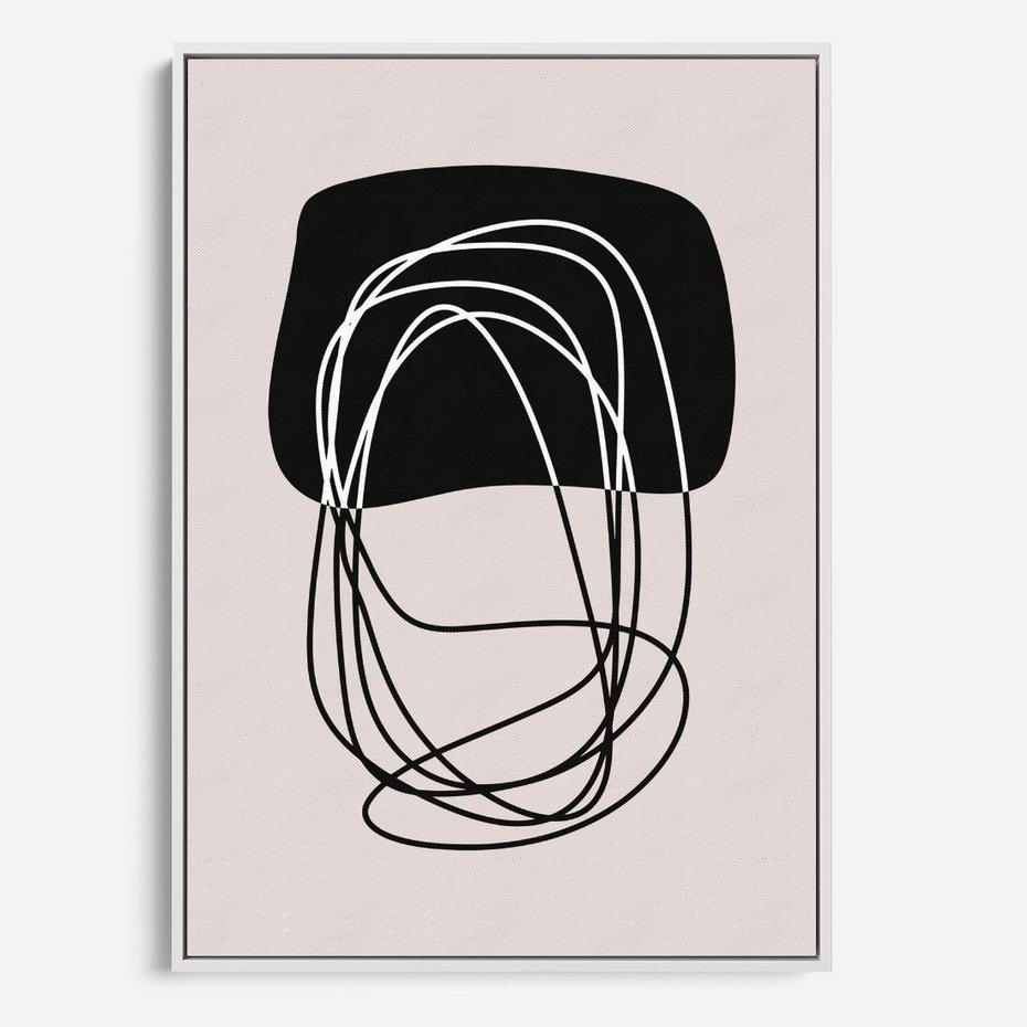 Obraz w ramie 70x100 - Strukturalne Kontrasty - abstrakcyjne szkicowane linie, minimalizm - rama biała