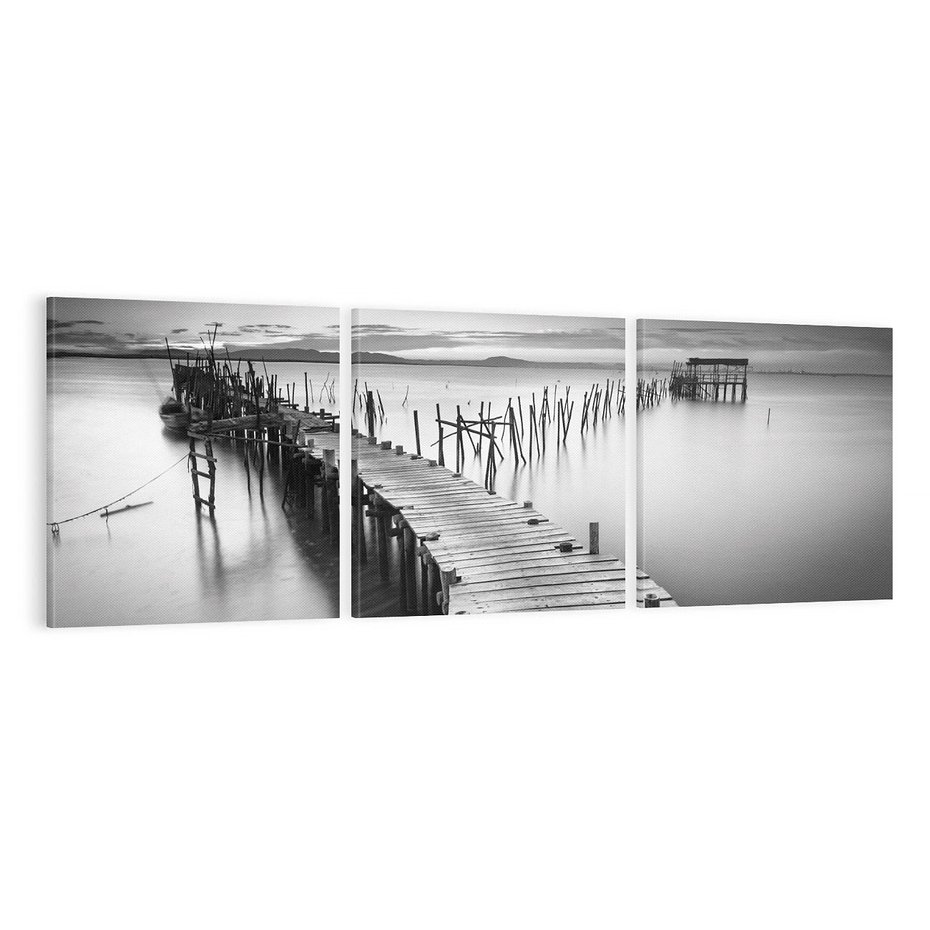 Obraz na płótnie 120x40 - Spokój natury - jezioro, molo