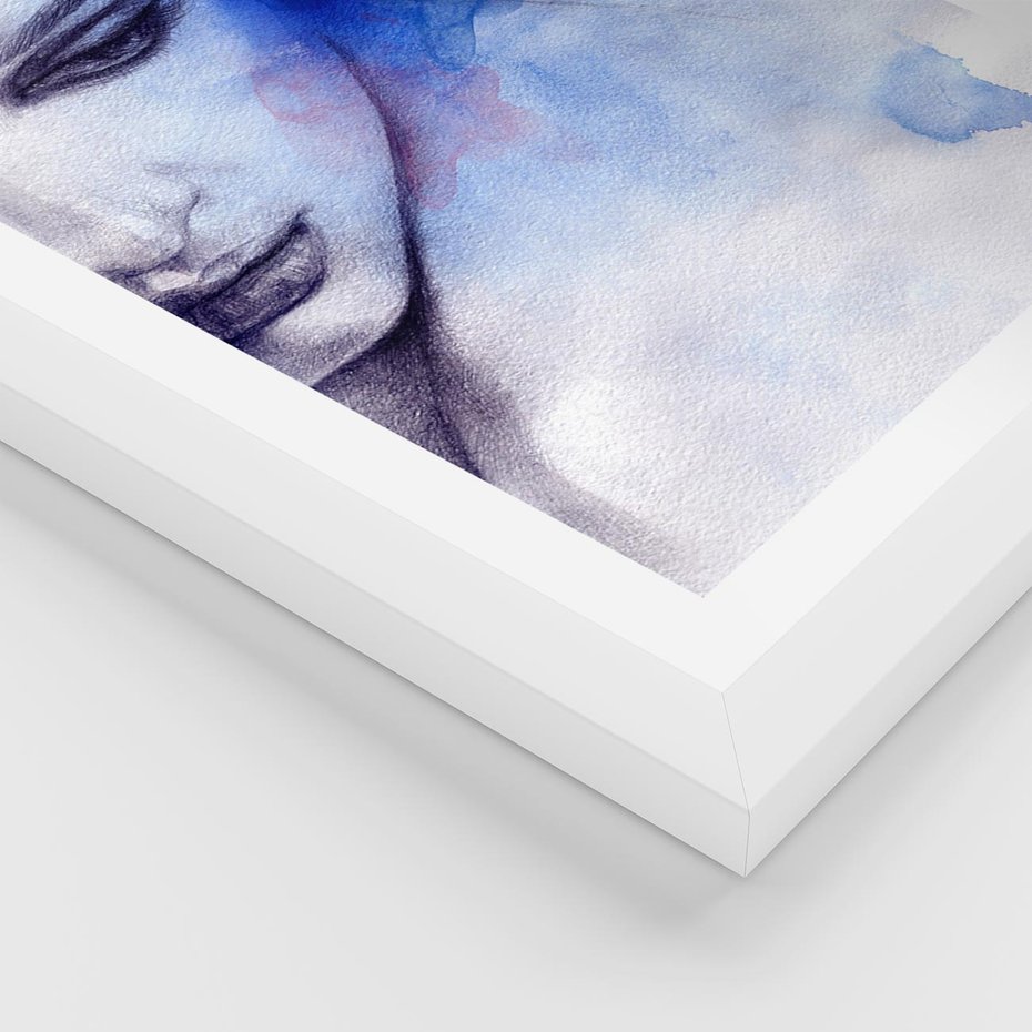 Plakat w ramie 50x70 - Graficzna magia kobiecej twarzy - grafika, kobieta - rama biała