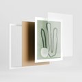 Plakat w ramie 40x50 - Spokojne Kształty Natury - zielona abstrakcja, zgaszona zieleń - rama biała