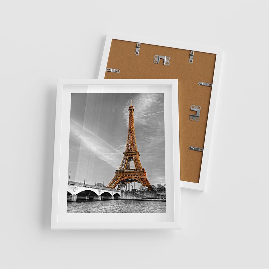 Plakat w ramie 40x50 - Echa Wieży Eiffla - wieża, Eiffla - rama biała