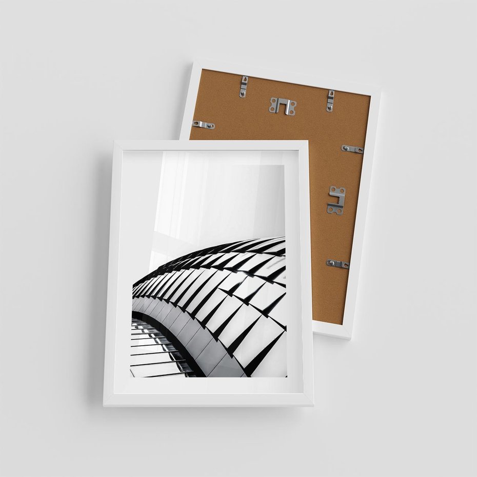 Plakat w ramie 30x40 - Dynamiczne Kształty - architektura, obłe kształty - rama biała