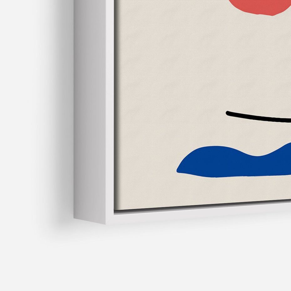 Obraz w ramie 70x100 - Taniec Przenikających Plam - abstrakcyjny obraz, przypomina twarz - rama biała