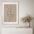 Plakat w ramie 40x50 - Zanikająca Wyobraźnia - mnimalistyczny akt, beżowa tonacja - rama drewno
