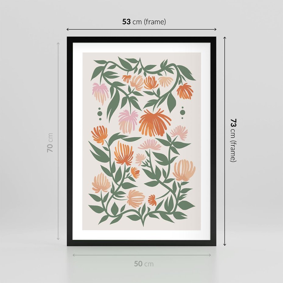 Plakat w ramie 50x70 - Kwiatowe Odbicia - kwiaty polne, plakat - rama czarna