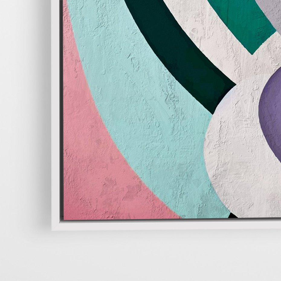 Obraz w ramie 50x70 - Podróżne Echa Przestrzeni - abstrakcyjne dziwne kształty, olejny obraz - rama biała