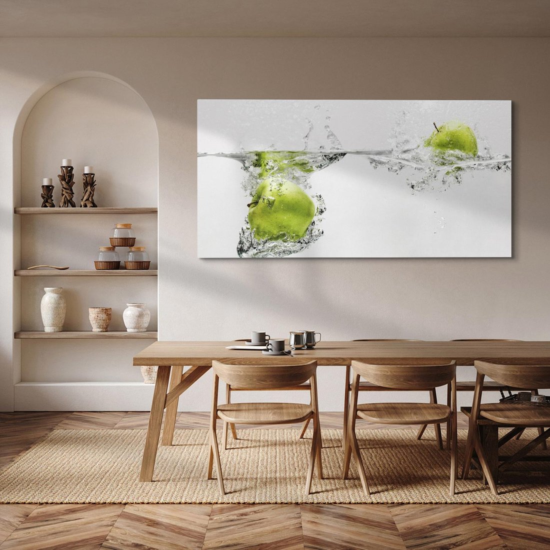Obraz na płótnie 140x70 - Jabłka: Świeżość natury - jabłka, woda