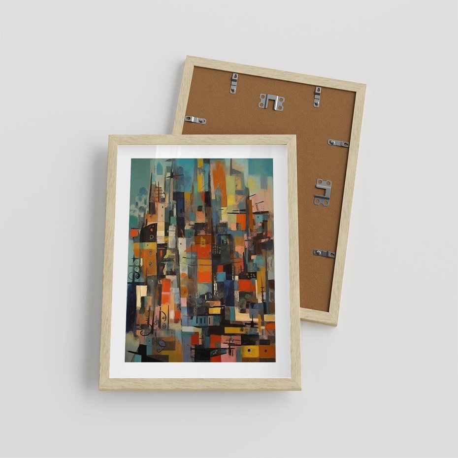 Plakat w ramie 30x40 - Zaklęte Odbicia Nienormalności - styl mid century, nowoczesna sztuka - rama drewno