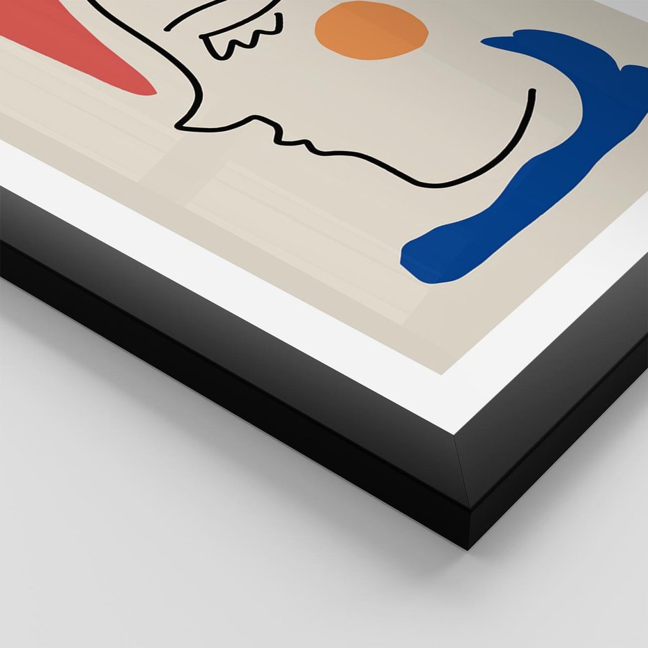 Plakat w ramie 50x70 - Impresje Kształtów - abstrakcyjny obraz, przypomina twarz - rama czarna