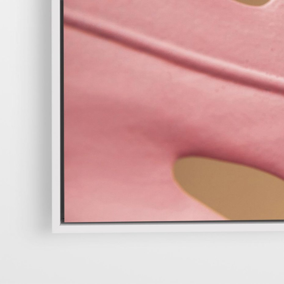 Obraz w ramie 100x70 - Różowa monstera w pełnym rozkwicie - różowa, monstera - rama biała