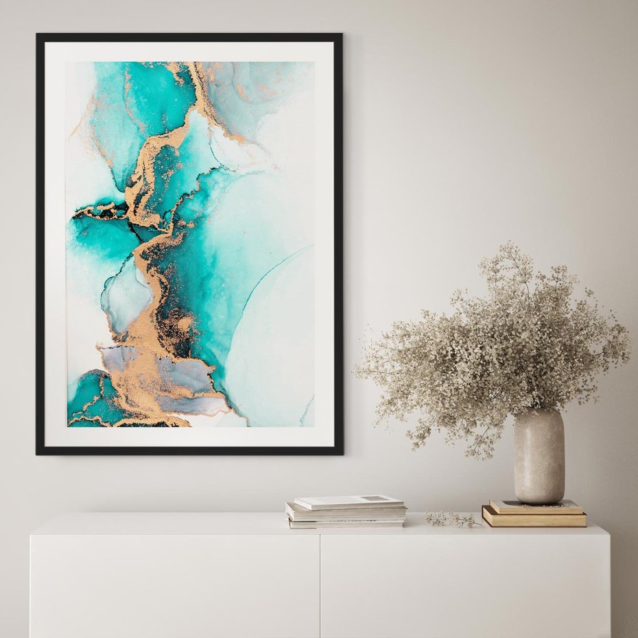 Plakat bez ramy 30x40 - Elegancja i Subtelność - marmur, złoto