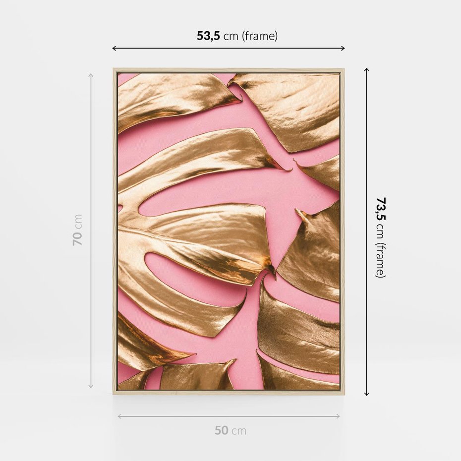 Obraz w ramie 50x70 - Przyjemność w Naturze - złote, liście - rama drewno