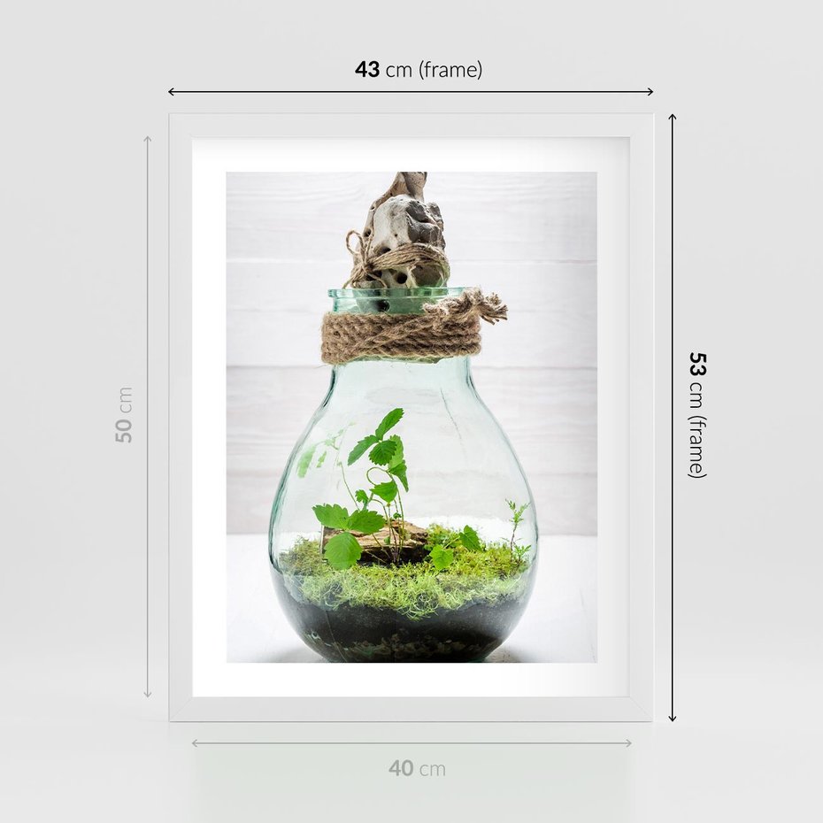 Plakat w ramie 40x50 - Żywioł Natury - liście, zieleń - rama biała