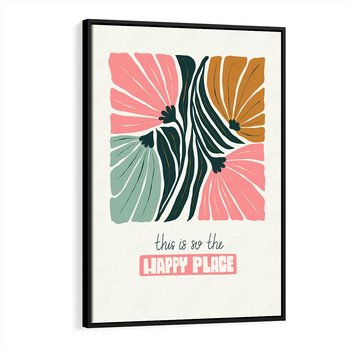 Obraz w ramie 70x100 - Impresje kwiatowej abstrakcji - retro kwiatowa grafika, kompozycja - rama czarna