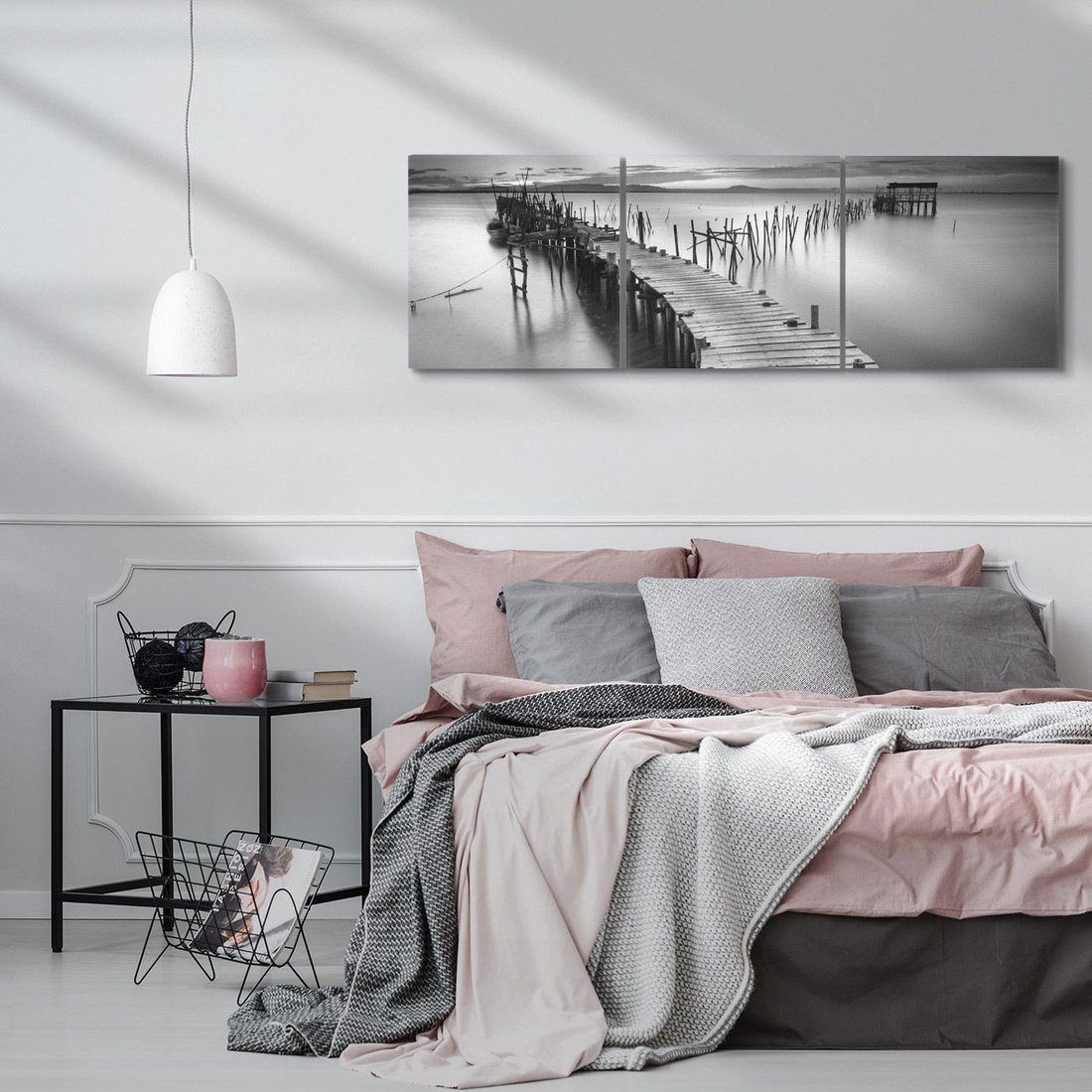 Obraz na płótnie 120x40 - Spokój natury - jezioro, molo