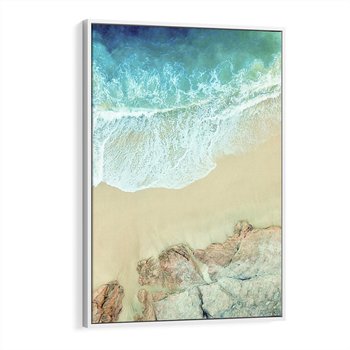 Obraz w ramie 80x120 - Turkusowe Skrzydła - morze, plaża - rama biała