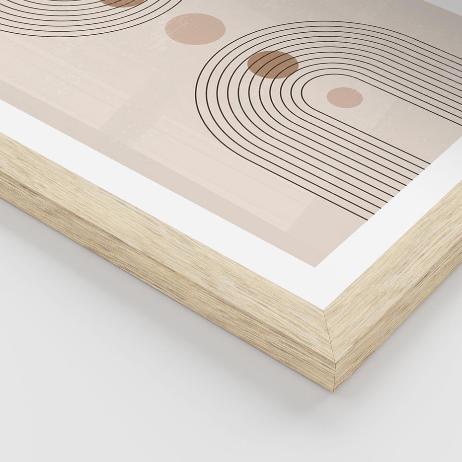 Plakat w ramie 40x50 - Zgeometryzowane Wizje - boho plakat, minimalizm - rama drewno